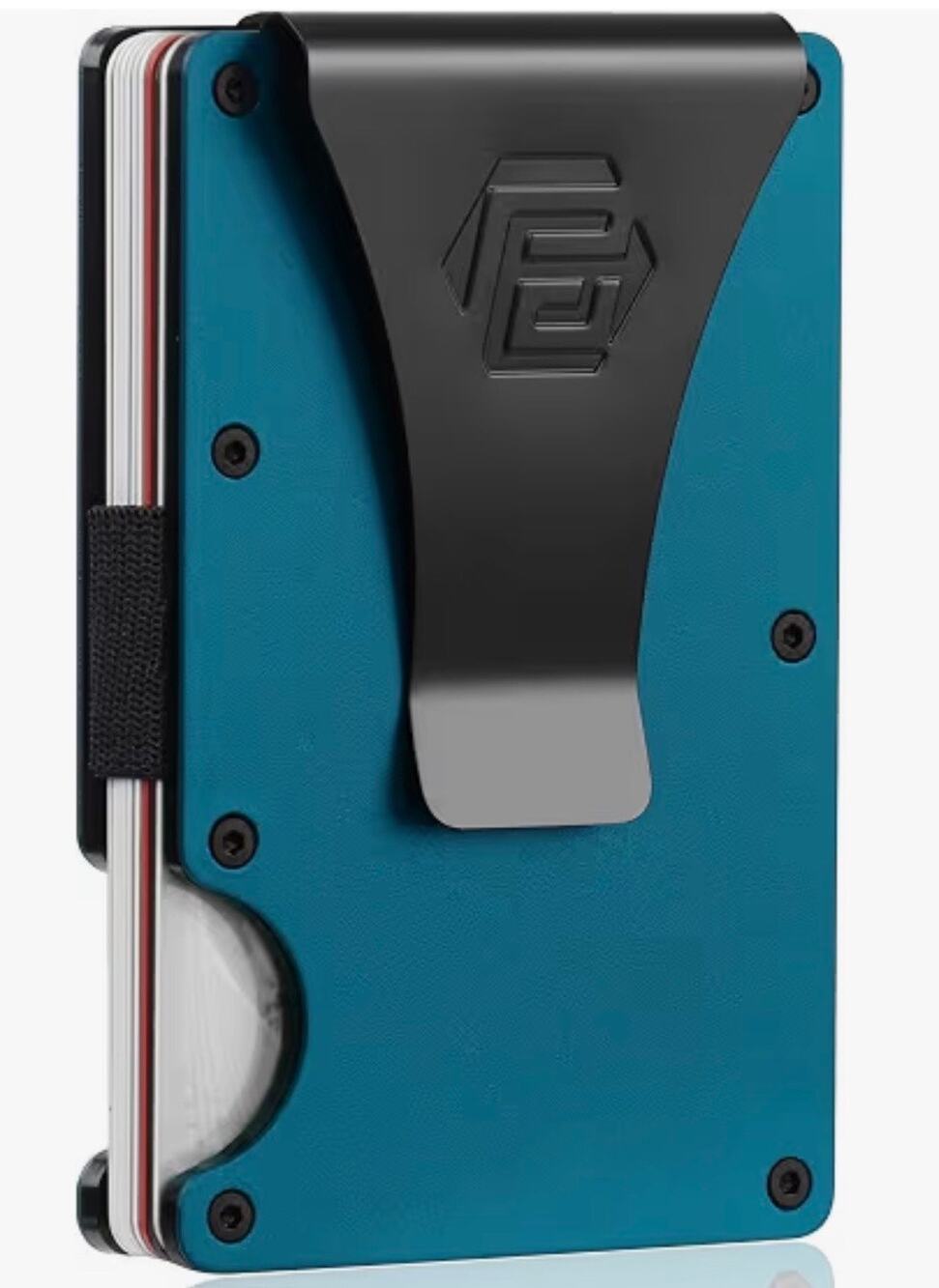 NIB PERFCARF RFID Blocking Metal Wallet Money Clip Navy Aluminum Card Holder